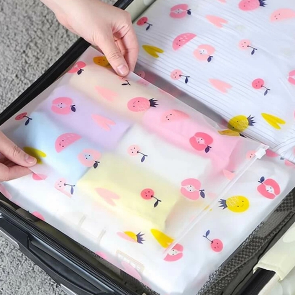 5pc Fruit Print Travel Storage Bags - Picture 2 of 5